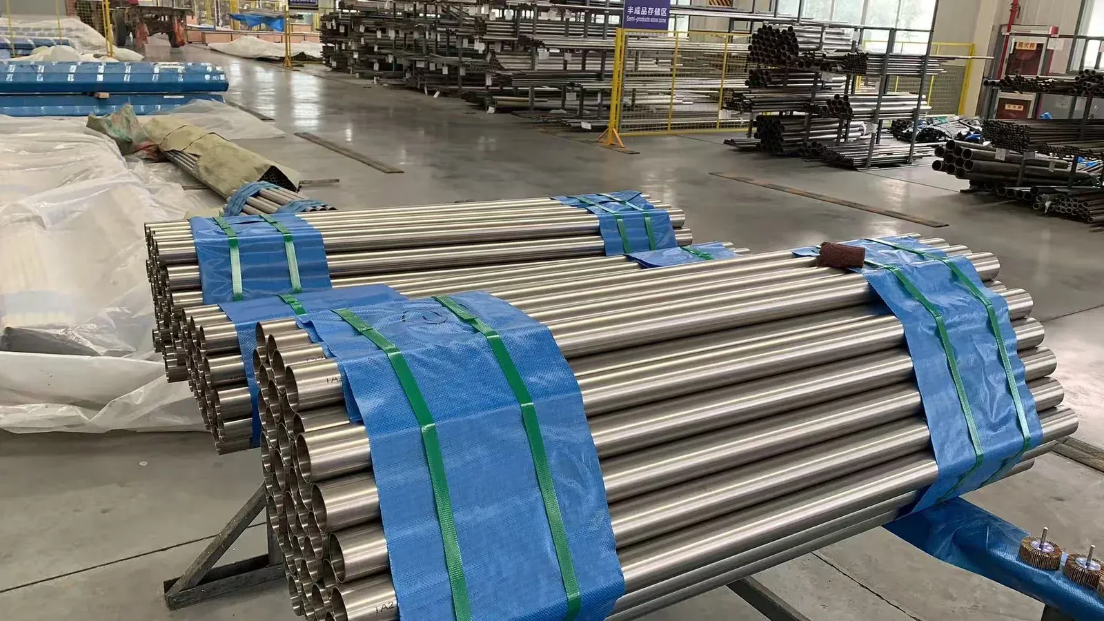Titanium tubing and semi-finished stock in a qualified manufacturing partner facility.